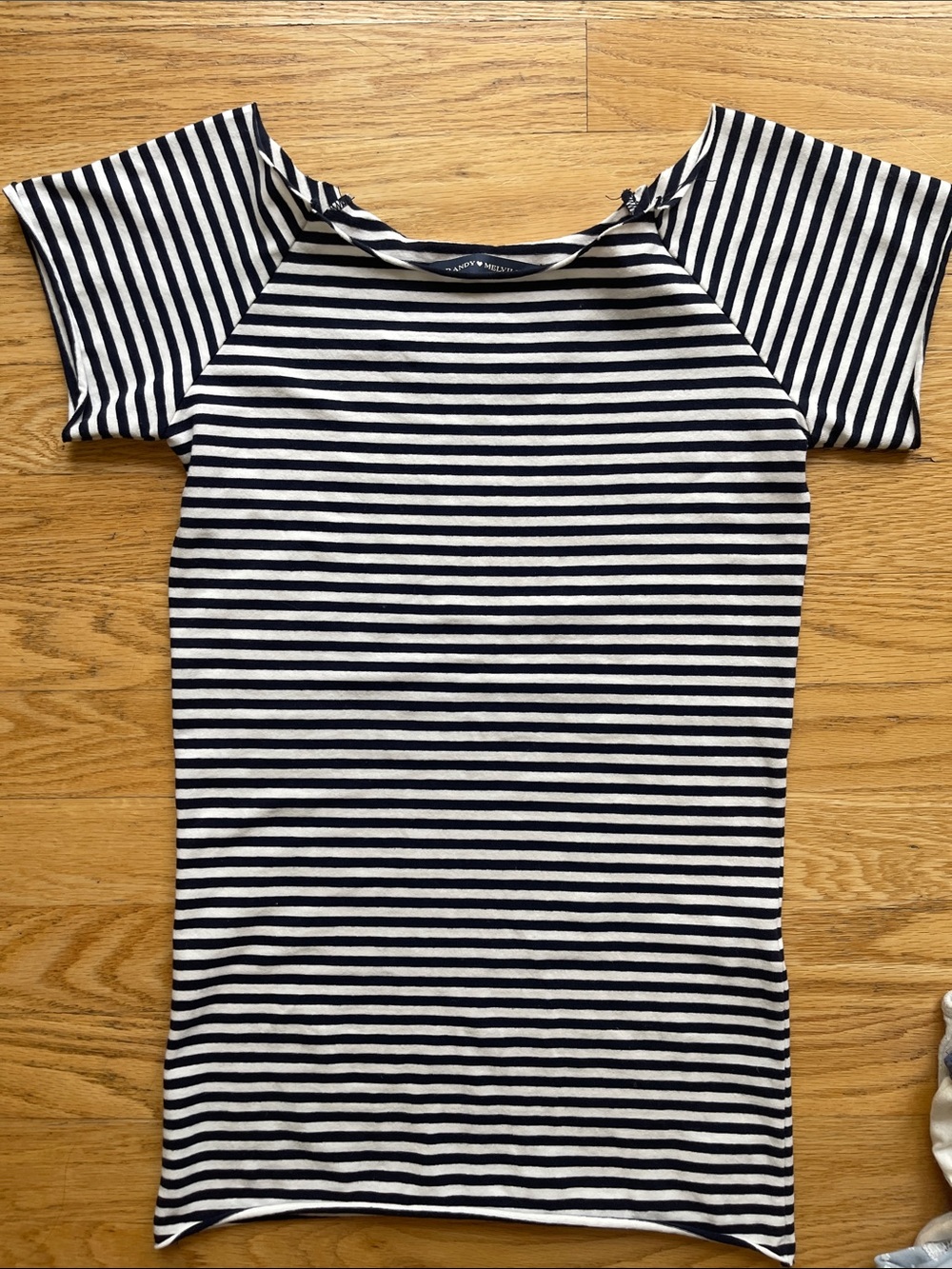 Brandy Melville Navy and White Striped Top